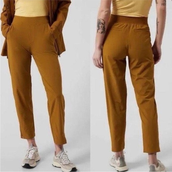 ATHLETA Brooklyn Textured Ankle Pants yellow - Picture 3 of 9